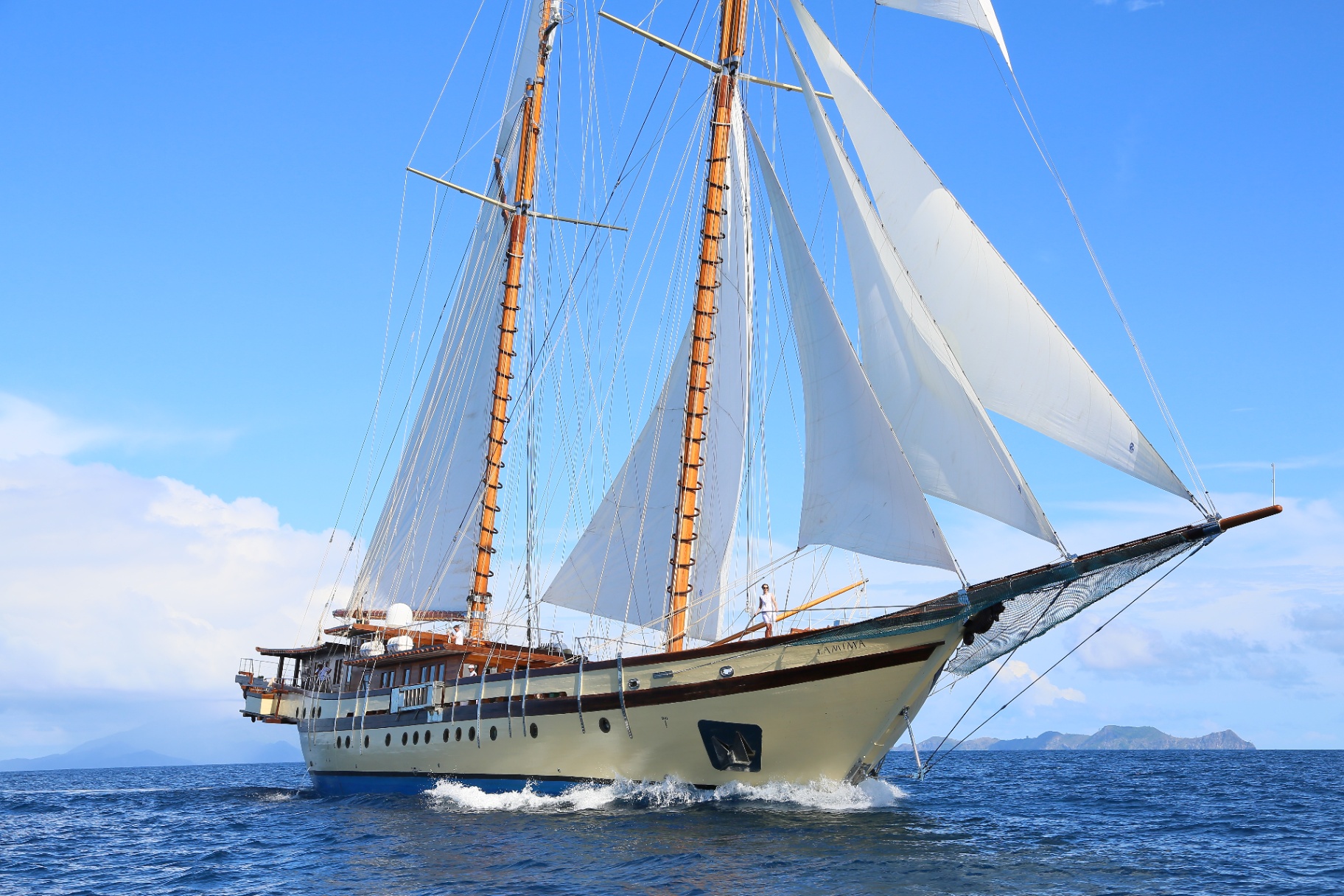 Lamima yacht anchored near Pink Beach Komodo
