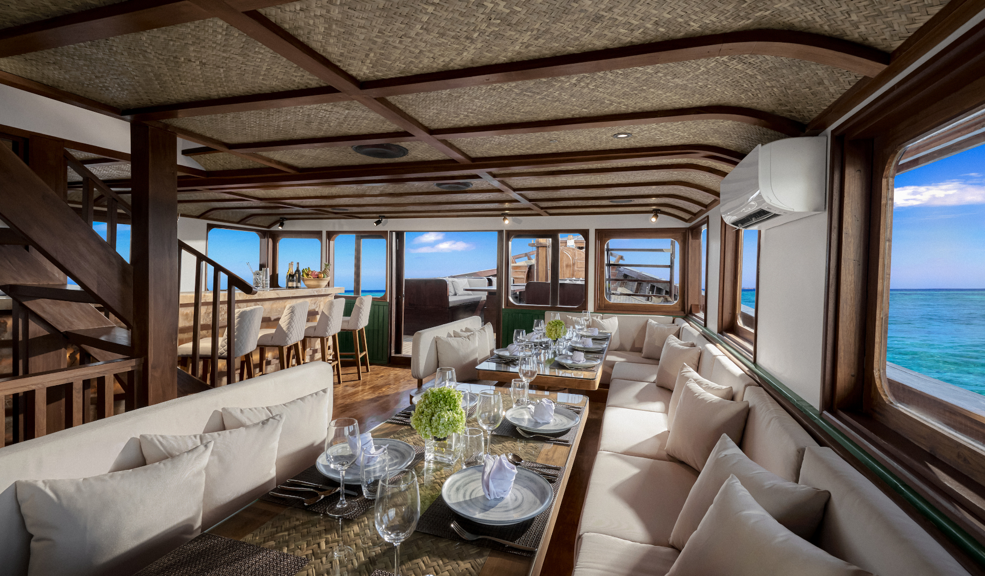 Samsara Samudra deck on private yacht in Komodo National Park