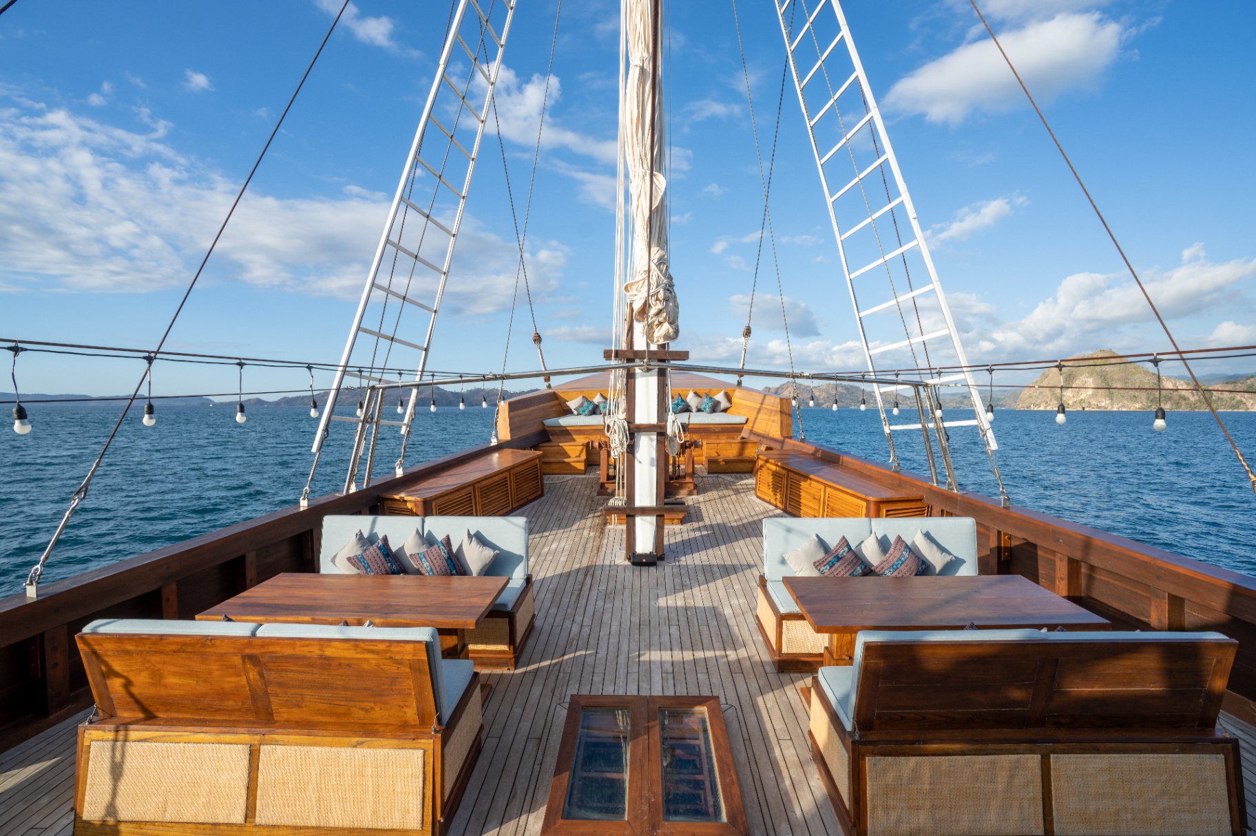 The Maj Oceanic deck on private yacht in Komodo National Park